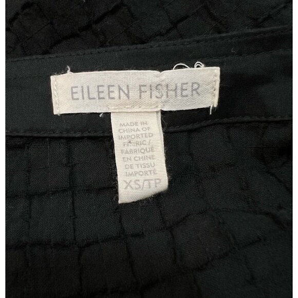 Eileen Fisher Sz XS Black Grid Texture Organic Cotton Voile Tunic Top $218 RARE - Picture 11 of 12